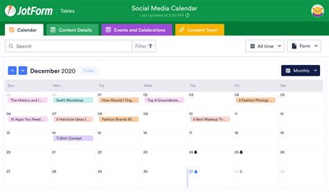 social media calendar template google sheets