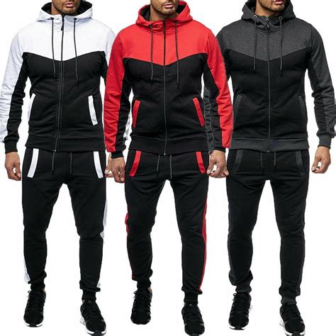 calsunbaby men tracksuit set fleece hoodie top bottoms joggers gym hoodies pants jogging