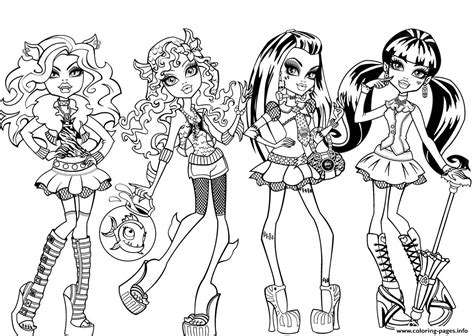 monster high characters coloring page printable