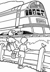 Passing Coloring Train Boy Looking Girl sketch template
