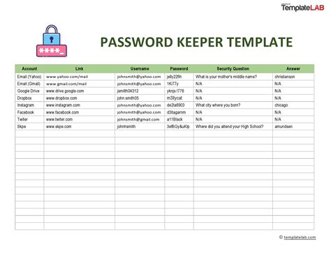 password list templates word excel  templatelab
