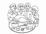 Thanksgiving Coloring Family Pages Feast Kids Color Adults sketch template