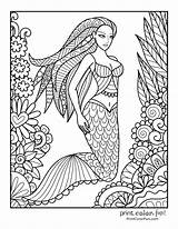 Coloring Mermaids Printcolorfun sketch template