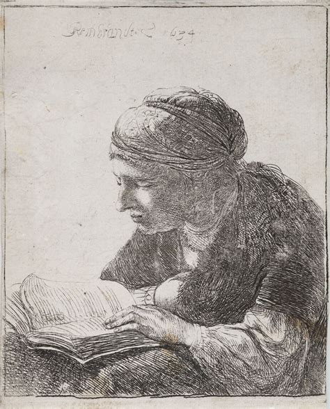 rembrandt etching woman reading christopher clark fine art