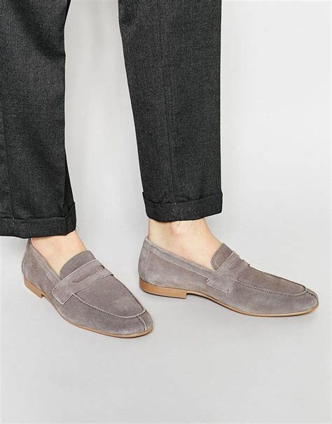 asos penny loafers  gray suede penny loafers gray suede loafers