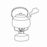 Boiling Kettle Vapor Steaming Burner sketch template
