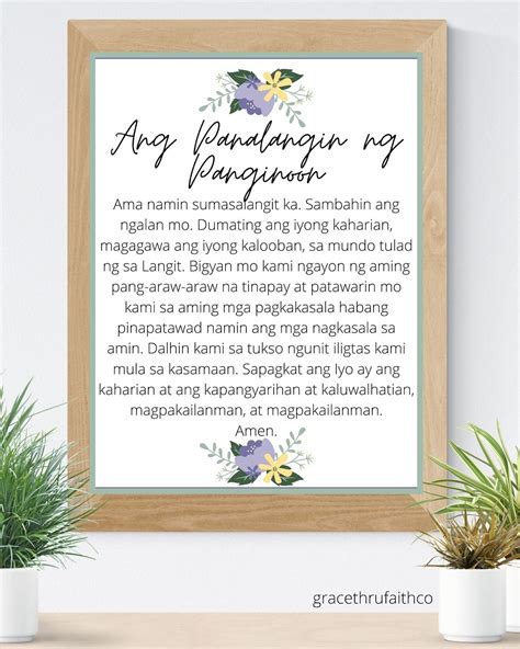 lords prayer tagalog  printable wall art  etsy