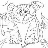 Coloring Cute Pages Animals Tiger Zoo Animal Kids Print Colouring Drawing Baby sketch template