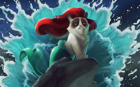 wallpaper cat mermaid cartoon hd widescreen high definition