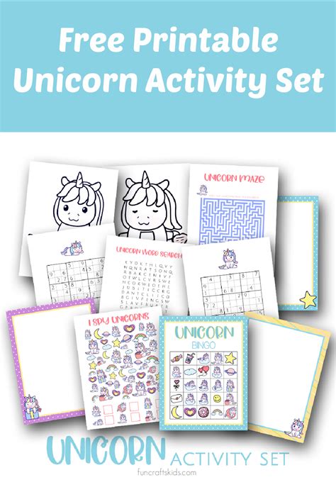 printable unicorn activity set fun crafts kids
