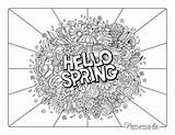 Spring Coloring Pages Adults Hello Doodle Easy Sheet Detailed Printable sketch template
