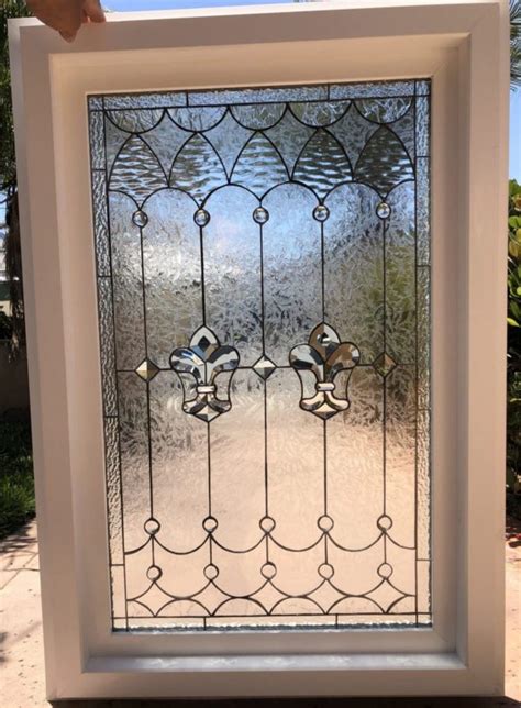 Vinyl Framed And Insulated The “wildomar” Fleur De Lis Leaded Stained