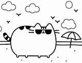 Pusheen Coloring Pages Beach Printable Sun Kids Glass Cute Sheets Glasses Pdf Cat Colouring Do Color Adults Unicorn Categories sketch template
