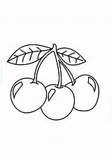 Cherries Coloring Printable Pages Cherry Three Fruits Food Kids Cute Print Coloringonly A4 Categories Game sketch template