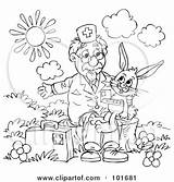Outline Coloring Veterinarian Helping Rabbit Clipart Sick Royalty Bannykh Alex Illustration Rf Veterinary Weighing Doctor Scale Woman Illustrations Clipartof sketch template