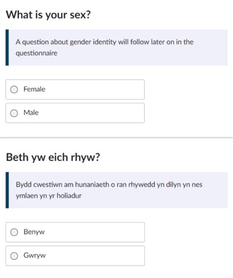 sex and gender identity question development for census 2021 office