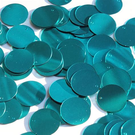 Round Flat Sequin 18mm Top Hole Teal Turquoise Metallic Couture Paillettes
