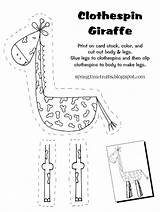 Giraffe Clothespin Printable Crafts Preschool Giraffes Spring Time Animal Dance Zoo Kids Treats Worksheets Activities Cant Craft Cut Animals Coloring sketch template