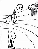 Basketball Coloring Pages Girl Playing Girls Getcolorings Basket Printable sketch template
