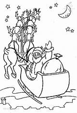 Santa Sleigh Coloring Pages His Printable Christmas Getcolorings sketch template