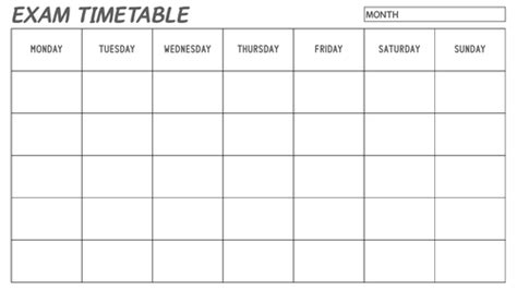 printable revision exam timetable teaching resources