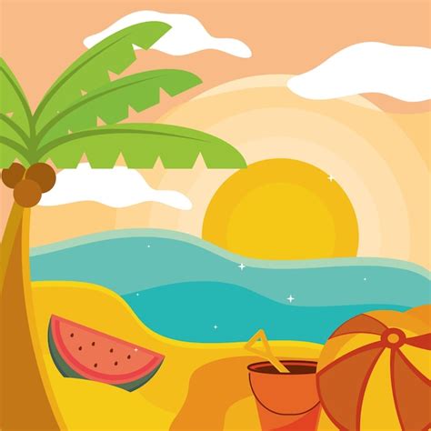 premium vector summer season beach