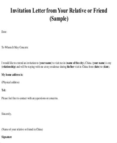 sample invitation letters  visa   ms word apple pages