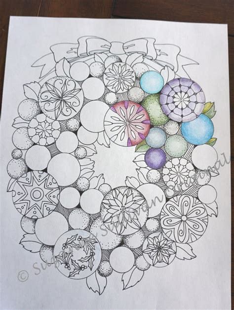 christmas wreath coloring page holiday coloring page adult