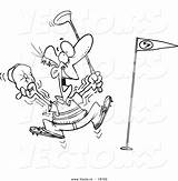Hole Coloring Outlined Golfer sketch template
