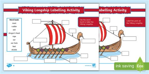 label  viking longship activity  children twinkl
