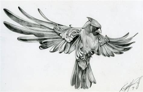 cardinal sketch reminds    grandma ruby bird tattoo ribs