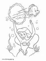 Coloring Flounder Ariel Mermaid Little Pages Playing Together Colouring Drawings Choose Board Popular Princess sketch template