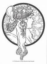Mucha Coloring Pages Alphonse Nouveau Deco Flickr Colouring Pattern Getcolorings Artwork Adult Book Drawings Choose Board sketch template