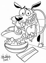 Coloring Dog Courage Pages Cowardly Eating Dirty Ice Cream Chowder Cartoon Sheets Printable Drawing Cute Colouring Color Kids Sheet Harry sketch template