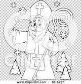 Nicholas Waving Saint Lineart Illustration Royalty Clipart Vector Visekart sketch template