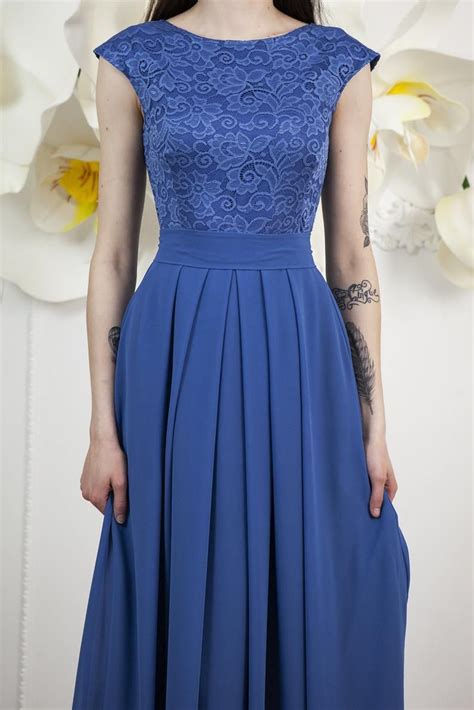 long riverside blue bridesmaid dress  cap sleeves size etsy modest lace dress tea