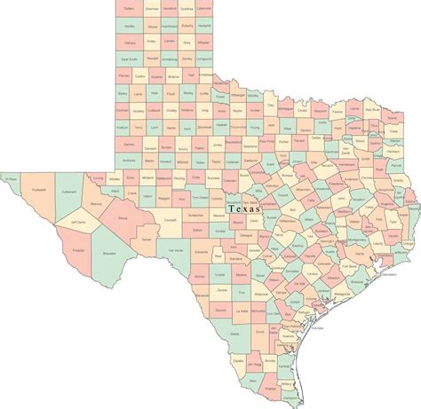 multi color texas map  counties map resources