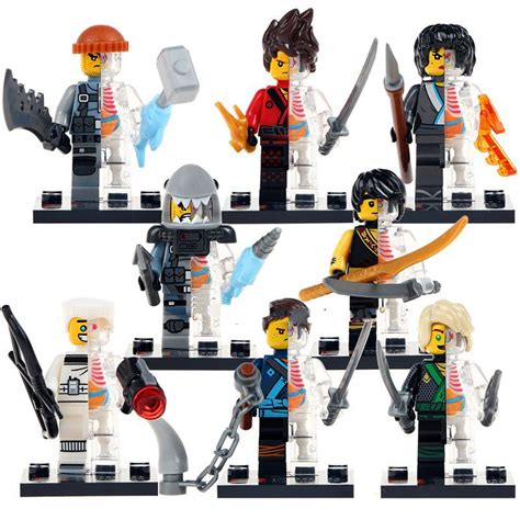 8pcs Zane Kai Cole Nya Half Of Skeleton Lego Toys Ninjago Minifigure