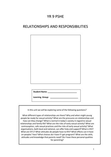 sex and relationship activities teaching resources