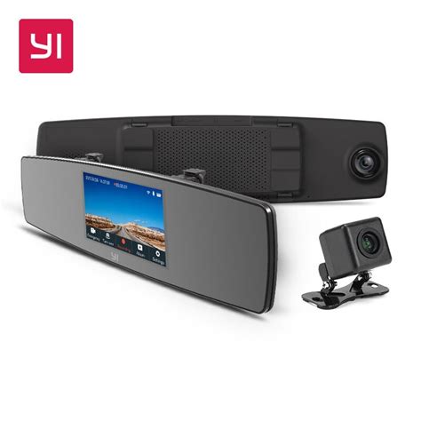 yi spiegel dash cam dual dashboard camera recorder touch screen voor achteruitrijcamera hd