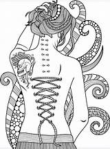 Coloring Pages Adults Steampunk Gothic Adult Dark Sheets Printable Fairy Sexy Women Books People App Witch Print Beautiful sketch template