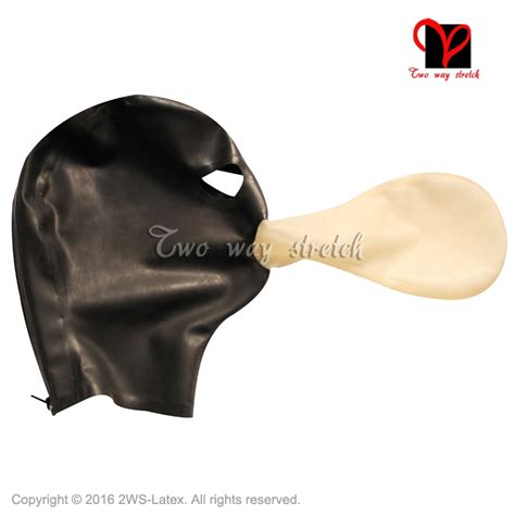 sexy latex hood mask with mouth condom open eyes nose rubber hoods