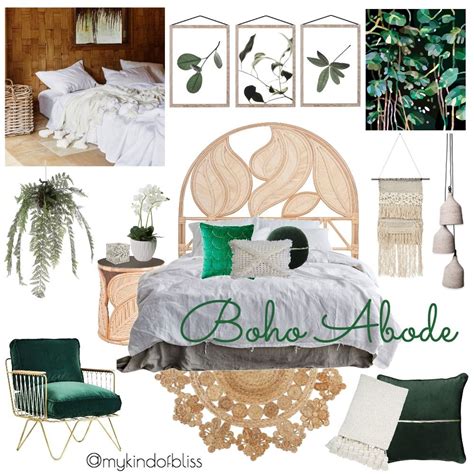 my kind of bliss mood board boho bedroom bohemian decor