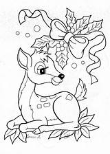 Deer Coloring Pages Christmas Coloriage Noel Sheets Bambi Printable Snow Color Dessin Kids Baby Imprimer Colouring Colour Adult Winter Disney sketch template