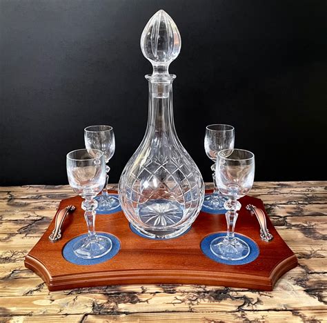 Crystal Port Wine Decanter Set With 4 Glasses And Tray Pronto Images