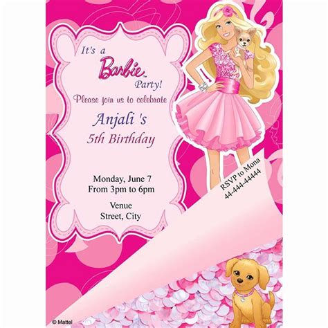 barbie invitations templates free unique girl birthday
