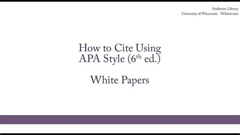 cite   style  ed white papers youtube