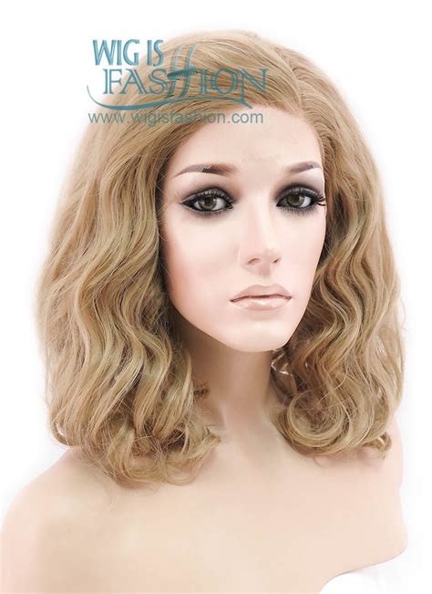 14 medium curly dark flaxen lace front synthetic hair wig