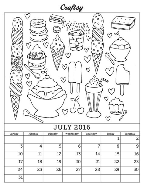 july   coloring page calendar  coloring pages coloring