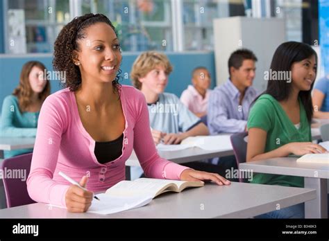 students studying  geography class stock photo alamy